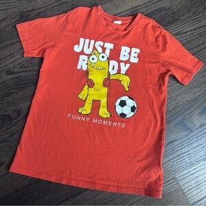 Kids Soccer Ball Orange Cotton T-Shirt Size 9-10 Years